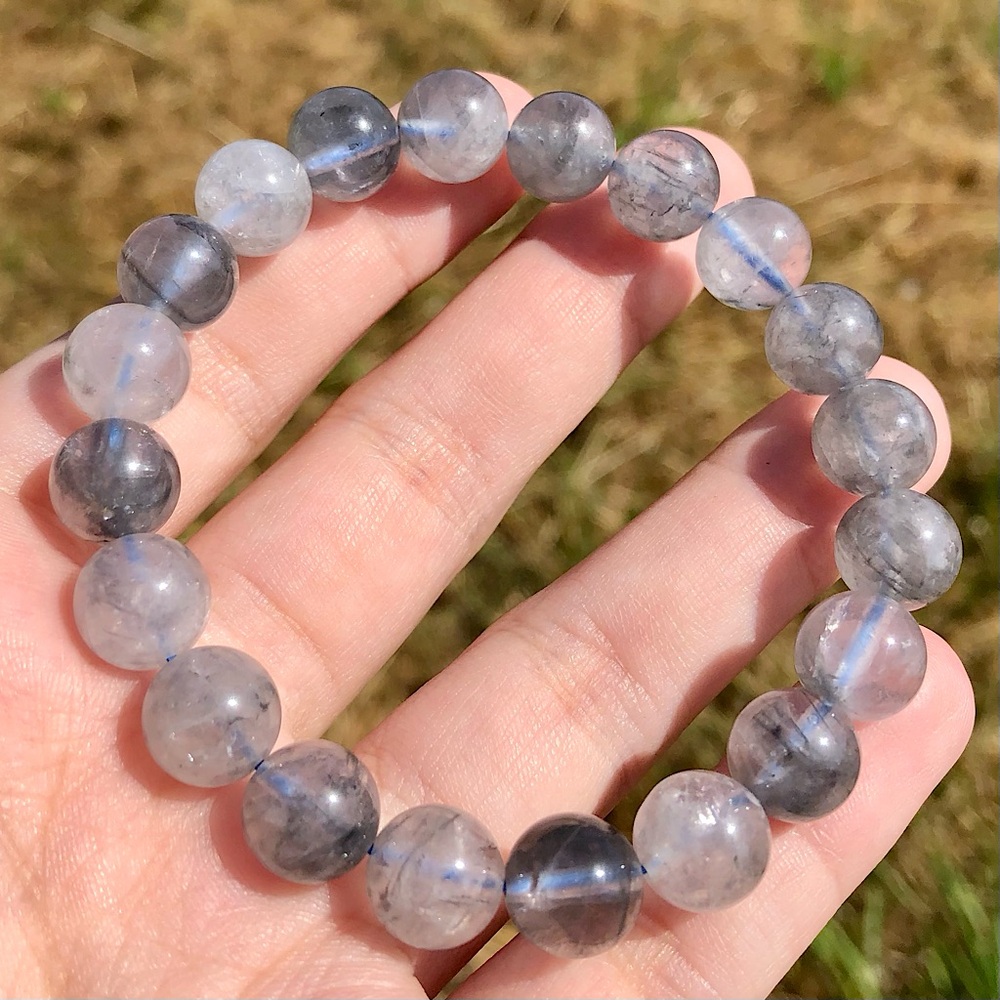 Grey Rainbow Quartz Beaded Bracelet